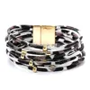Charmarmband Leopard PU -armband Bangle l￤der Wrap armband Handgjorda Mtilayer manschettarmband med magnetisk l￥s f￶r flickor Wom DHMA8