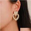 Dangle Chandelier Love Scrub Earrings Metal Retro Hollow Double Heart Stud Gold White Rose Drop Delivery Jewelry Dhgkp
