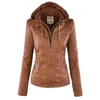 Women's Jackets Faux Leather Women Basic Coat Female Winter Motorcycle Suede PU Zipper Hoodies Outerwear 221128