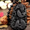 Pendant Necklaces Natural Obsidian Four-way Money Jewelry Men's And Women's Fine Ping An Na Jade Necklace Brand