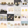 Mixed 18K Gold Plated 925 Silver Luxury Brand Designers Letters Stud Geometric Famous Women Round Crystal Rhinestone Pearl Earring Wedding Party Jewerlry 500Style