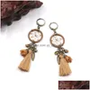 Dangle Chandelier Dream Catcher Long Gland Boucles D'oreilles Pour Les Femmes Bohème Bijoux Ethniques Vintage Brown Fringe Flower Dangle Hanging Dhvof