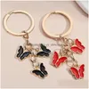 Key Rings Cute Keychain Colorf Butterfly Key Ring Handbag Purse Pendant Insect Keyring For Women Girls Bag Accessorie Handmade Jewel Dh3F9