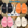 Zapatillas de lujo de moda Diseñador Diapositiva Invierno Lana cálida Diapositivas peludas Zapatos de mujer Letras Negro Blanco Naranja Rosa con caja OG Bolsa para el polvo Piel