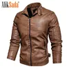 Men's Leather Faux Aliksada Casual Vintage Jacket Thick Cowhide Biker Slim Fit Motorcycle Coat Autumn and Winter 221128
