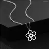 H￤nge halsband rostfritt st￥l ih￥lig v￤xt lotus blommor geometrisk femspetsig stj￤rna halsband kvinna mor flicka g￥va br￶llop smycken