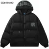 Mens Down Parkas Hiver À Capuche Vestes Streetwear Broderie Lettre Épaissir Chaud Bulle Rembourré Solide Couleur Manteaux Harajuku Puffer Outwear 221129