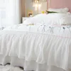 Princess Bedding Set Korean Style Pink Tulips Flower Embroidered Bedclothes Queen King Size Lace Cotton Duvet Cover Bed Sheet Pillowcases Solid Color Home Textile
