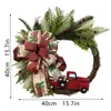 Decorative Flowers Red Truck Christmas Wreath Bows Front Door Hanging Ornaments Artificial Garlands Farmhouse Xmas Party Decor Navidad