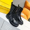 Desigenr Motorcycle Boots Domino Boot Women Cowskin Booties Shell Round Head Martin Bootie Rubber Thick Bottom Biker Boot