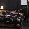 침구 세트 Bonenjoy Animal Set Black Bedclothes Leopard 반응 형 인쇄 침대 덮개 3pcs 단일 더블 이불 221129