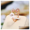 Bandringar Fashion Lucky Branch Flower Ring Justerbar Size Beautif Shape Gold/Sliver/Rose Gold Copper Rings for Women Men smycken G DHDVD