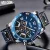 Zegarek Megir Creative Chronograph Sport Mężczyźni Watch skórzane paski wojskowe zegarki zegarki Relogio Masculino kwarc