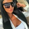 Lunettes de soleil Fashion Brand Designer Flat Top Square Women Oversized Big Black Shades Gradient Star Décoration Lunettes de soleil