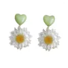 Backs Earrings Korean Style Small Yellow Sunflower Flower Acrylic Daisy Clip On Pendant Mori Resin Flowers Screw Ear Clips For Female