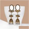 Dangle Chandelier Womens Vintage Flower Long Gold Alloy Dangle Earrings Ethnic Mirror Jhu Earring Drop Delivery Jewelry Dhbtp