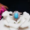 Clusterringen natuurlijke en echte turquoise ring 925 Sterling zilveren groothandel fijne sieraden