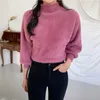 Swetry damskie JMPRS SWEATER Kobiety Sweter Modna Moda Włosie Latarniste Rękaw Jesienna Kobieta Jumper Dziec z Koreańskiego Style Koreańskie Czarne topy J220915