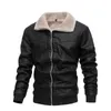 Hommes en cuir Faux MJNONG polaire fourrure veste hommes hiver mode Laple fermeture éclair ourlet droit formel manteaux décontractés Bomber 221128