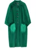 Fourrure pour femmes Faux Nerazzurri surdimensionné vert long manteau moelleux femmes manches chauve-souris avec poches mongoles ry manteaux mode coréenne 221128