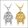 Pendant Necklaces Hip Hop Rock Gold Sier Color Stainless Steel Egyptian Pharaoh Tutankhamun Necklace For Men Jewerly With 24 Dhgarden Dhgln