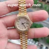 Lady's Watch Factory Sales Automatic Movement 26mm Ladies 18K Yellow Gold Mop Diamond Ratten med låda/papper Sapphire Diving Women tittar på armbandsur