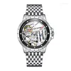 ساعة Wristwatches Hanboro Men's Watch Watches Mechanical Full Trend Trend Wristwatch Flywheel Floyseel Pluminous Luminous للرجال