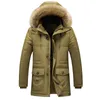 Piumino da uomo Parka spesso caldo Parka in pile con cappuccio in pelliccia Giacca invernale Cappotto militare Cargo Cappotto medio lungo 221129