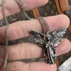 Colares pendentes x6He Angel Wing Handmade colar prateado guardião charme religioso Chain Chain presente