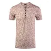 Herrenanz￼ge 7643 Sommer Herren-Grundkurzarm T-Shirt Henry Kragenknopf Fashion T-Shirt f￼r M￤nner Slim Fit Stylish T-Shirt Tops Kleidung