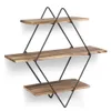 Novelty Items Wood Wall Shelves Hanging Geometric Vintage Style Floating Metal Wall Mounted Shelves For Living Room Bedroom Decoration 221129