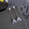 Dangle Earrings Hemiston 925 Sterling Silver Flower Flower Crystal Long Pendant Female Home for Women