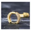 Hoop Huggie 18K Gold Plated Copper Zircon Accor Men Women Hip Hop Jewelry Iced Out Stud Elings Bling Diamond arring for dhelw