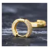 Hoop Huggie 18K Gold Plated Copper Zircon Hoop Earrings Men Women Hip Hop Jewelry Iced Out Stud Earings Bling Diamond Earring For Dhelw