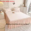 Bedding sets Luxury Pink 100 Cotton Soft Cozy Princess Wedding Set Lace Embroidery Duvet Cover Sheet Skirt Pillowcases 4Pcs 221129