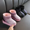 Stiefel Plüsch Warme Kinder Schnee Winter Kinder Mädchen Pailletten Baumwolle Dicke Samt Jungen Thermal Knöchel 221129