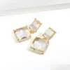 Dangle Chandelier Korean Earrings Golden Geometric Transparent Square Glass Crystal Wedding For Women Accessories Fashion Jewelry Dhorf