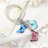 Key Rings Colorf Butterfly Keychain Color Drip Insects Car Key Ring Women Bag Accessories Jewelry Gifts Drop Delivery Dhgzs
