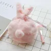 Storage Bags Cute Cartoon Plush Bag Bow Drawstring Pocket Rope Women Mini Sanitary Napkin Toiletry Travel Cosmetic