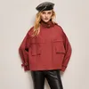 Women's Trench Coats 2022 Autumn Red Green Women's Casual Short Windbreaker Fashion Tooling Loose High Quality Coat