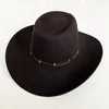 Berets lihua бренд шерсть широкие шляпы Brim fedora для женщин мужчины черный/белый/коричневый цвет платье шляпы войлока панама с формой купола.