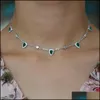 Pendant Necklaces Choker Sier Plated Necklace Fashion Jewelry Water Drop Charm Green Emerald Clear Cz Stone Paved Gorgeous W Dhgarden Dhlxf