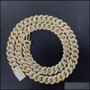 Ожерелья с подвесками Ожерелья 18 дюймов 10 мм Sier Setting Iced Out Diamond Hip Hop Cuban Link Chain Miam Dhgarden Dhcdt
