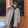 Frauen Trenchcoats 2022 Frühling Japanischen Stil Lose Beiläufige Mantel Turndown Kragen Langarm Tasche Taste Einfache Frauen