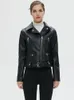 Kvinnorjackor ftlzz kvinnor Autumn Winter Black Faux Leather dragkedja BASIC PACK Turn-down Collar Motor Biker Jacka med bälte 221128