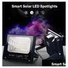 Luci di inondazione solari Lampada a led solare Faretto 40W / 60W / 100W / 200W Proiettore super luminoso Impermeabile Ip67 Lampione stradale con controllo remoto Dhi1L