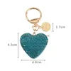Key Rings Fashion Fl Rhinestone Keychain Couple Peach Heart Key Chains Bling Crystal Pendant Keyring Holder Charm Bag Women Jewelry Dho7R