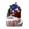 Decoratieve objecten Figurines Christmas Scene Snowy Village Huis met LED Light Musical Revolving Santa Claus 221129