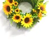 Decorative Flowers Spring Sunflower Artificial Wreaths 30cm Small Flower Garlands For Front Door Wall Decoration