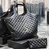 Icare Maxi 쇼핑 가방 대형 디자이너 가방 퀼트 토트 가방 부착 여성 핸드백 패션 블랙 램스킨 토트 어깨 지갑